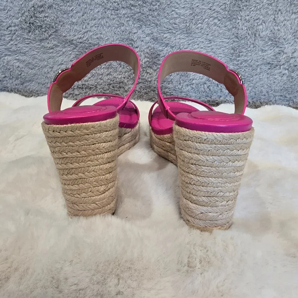 NWOB MICHAEL Michael Kors Hot Pink Espadrille Wedge Sandals